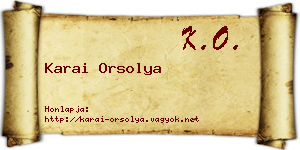 Karai Orsolya névjegykártya